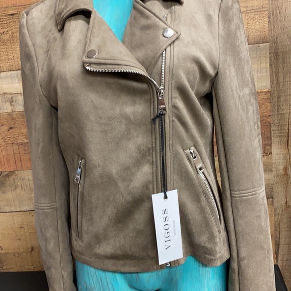 Vigoss Karen Faux Suede Moto Jacket NWT - Picture 3 of 9